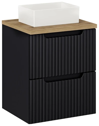 Zestaw mebli łazienkowych NOVA BLACK szafka 50 cm z umywalką GAJA i blatem dąb 50 cm