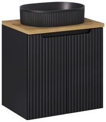 Zestaw mebli łazienkowych NOVA BLACK szafka 60 cm z umywalką BEYOND i blatem dąb 60 cm