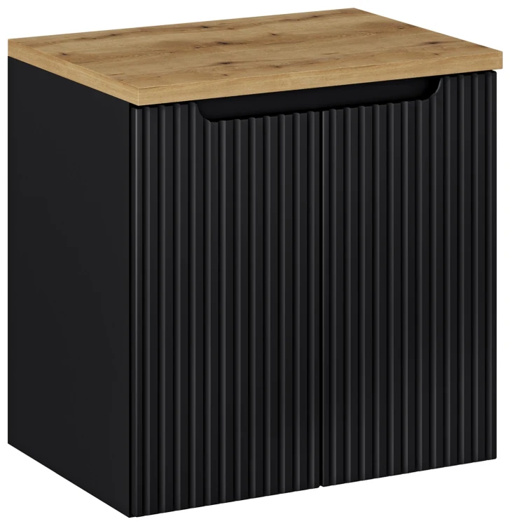 Zestaw mebli łazienkowych NOVA BLACK szafka 60 cm z umywalką BEYOND i blatem dąb 60 cm