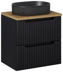 Zestaw mebli łazienkowych NOVA BLACK szafka 60 cm z umywalką BEYOND i blatem dąb 60 cm