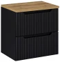 Zestaw mebli łazienkowych NOVA BLACK szafka 60 cm 2 szuflady z umywalką BEYOND i blatem dąb 60 cm
