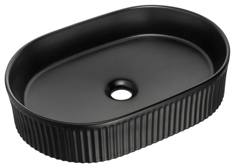 Zestaw mebli łazienkowych NOVA BLACK szafka 60 cm 2 szuflady z umywalką BEYOND i blatem dąb 60 cm - umywalka BEYOND 5 Black Matt