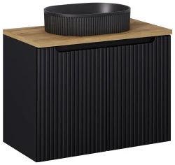 Zestaw mebli łazienkowych NOVA BLACK szafka 80 cm z umywalką BEYOND i blatem dąb 80 cm