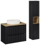 Zestaw mebli łazienkowych NOVA BLACK z umywalką BEYOND i blatem dąb 80 cm - 5 elementów