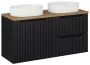 Zestaw mebli łazienkowych NOVA BLACK z dwoma umywalkami BEYOND i blatem dąb 120 cm - 5 elementów