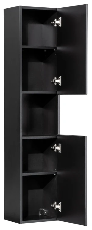 Zestaw mebli łazienkowych NOVA BLACK z dwoma umywalkami BEYOND i blatem dąb 140 cm - szafka wysoka Nova Black D 80-03-2D
