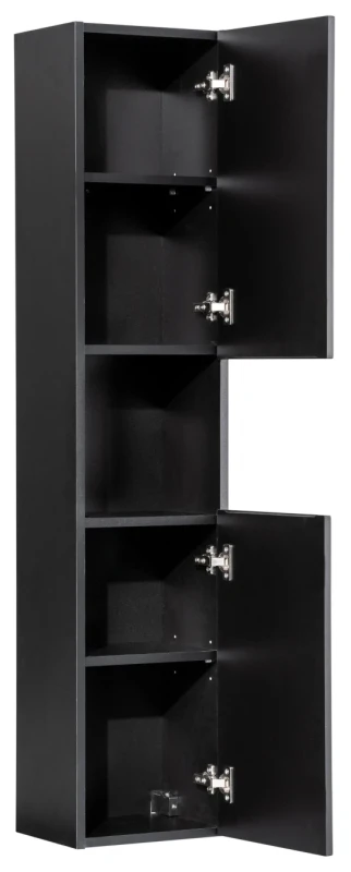 Zestaw mebli łazienkowych NOVA BLACK z dwoma umywalkami BEYOND i blatem dąb 140 cm - szafka wysoka Nova Black D 80-03-2D