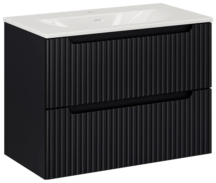 Zestaw mebli łazienkowych NOVA BLACK szafka 80 cm 2 szuflady z umywalką Sky
