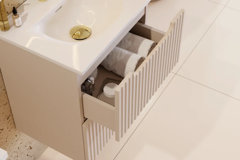 Zestaw mebli łazienkowych NOVA CASHMERE szafka 60 cm 2 szuflady z umywalką Sky