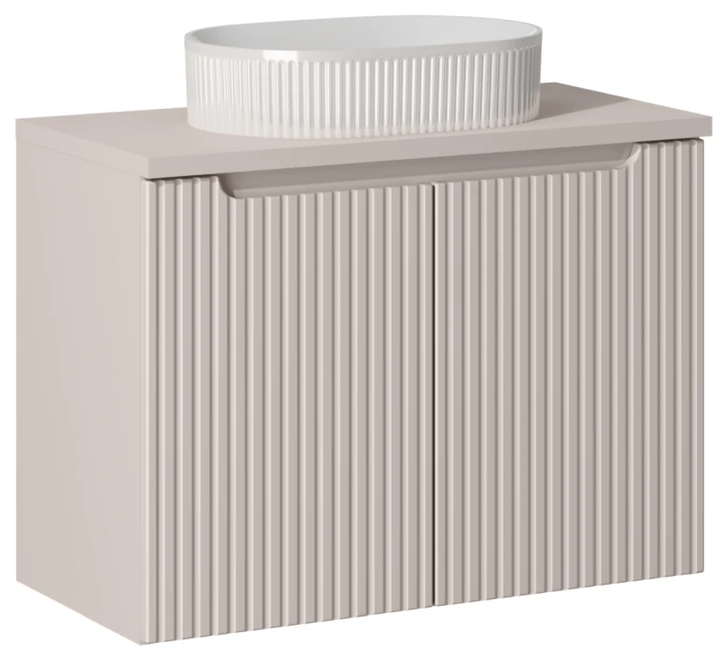 Zestaw mebli łazienkowych NOVA CASHMERE szafka 80 cm z blatem 80 cm - aranżacja z umywalką nablatową