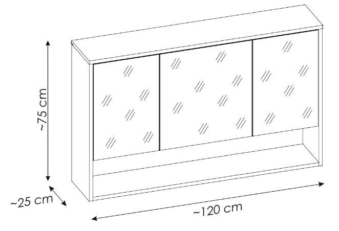Szafka łazienkowa z lustrem 120 cm BORNEO szary cosmos / dąb artisan
