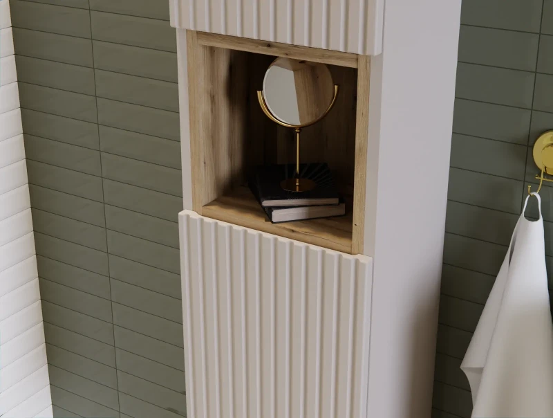 Zestaw mebli łazienkowych NOVA CASHMERE z umywalką BEYOND i blatem dąb 80 cm