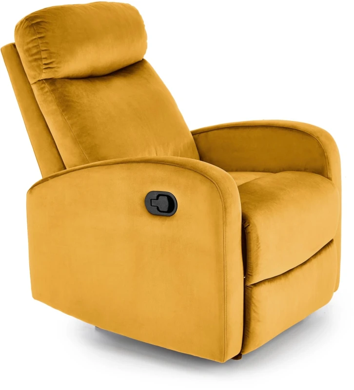Fotel rozkładany Wonder z funkcją kołyski i podnóżkiem wypoczynkowy do salonu Musztardowy