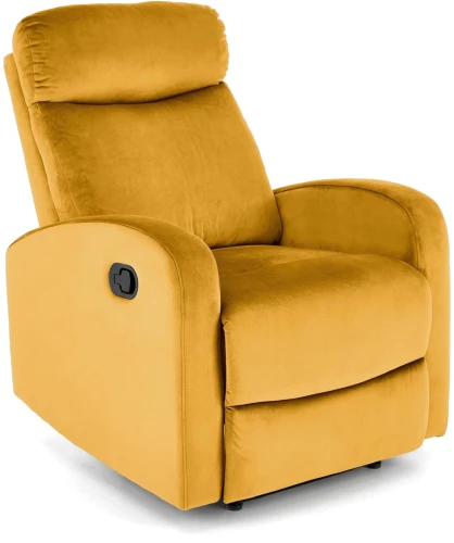 Fotel rozkładany Wonder z funkcją kołyski i podnóżkiem wypoczynkowy do salonu Musztardowy