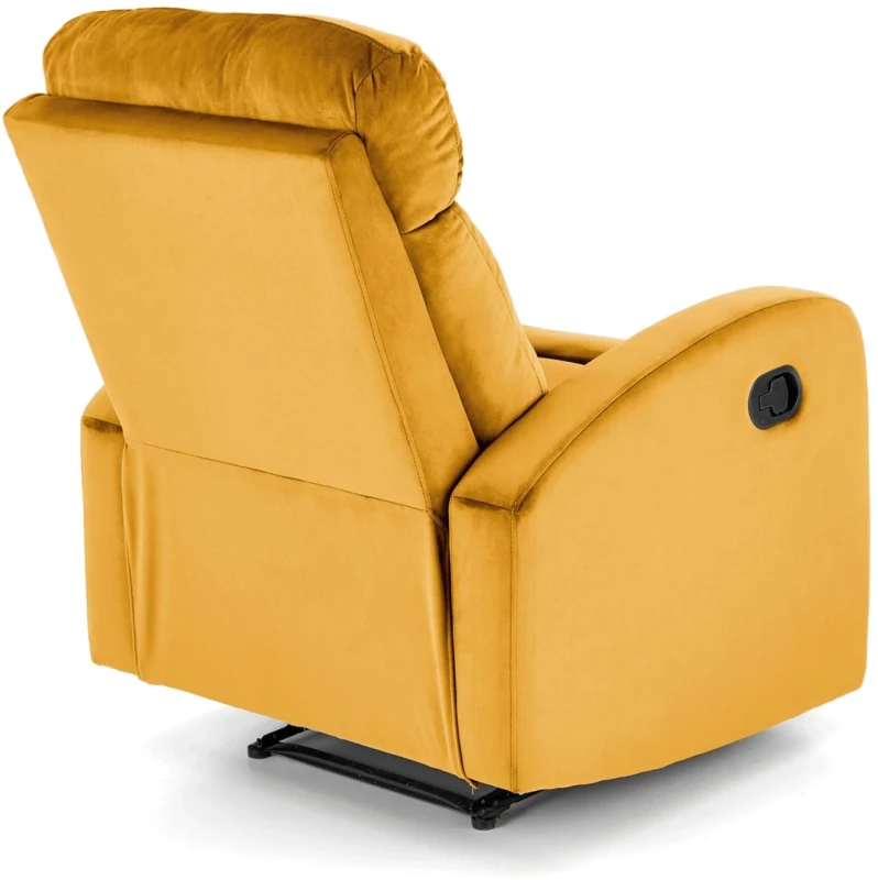 Fotel rozkładany Wonder z funkcją kołyski i podnóżkiem wypoczynkowy do salonu Musztardowy