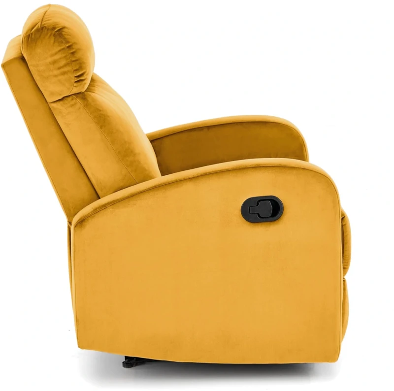 Fotel rozkładany Wonder z funkcją kołyski i podnóżkiem wypoczynkowy do salonu Musztardowy