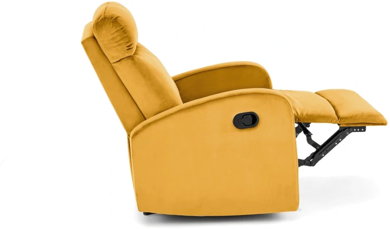 Fotel rozkładany Wonder z funkcją kołyski i podnóżkiem wypoczynkowy do salonu Musztardowy