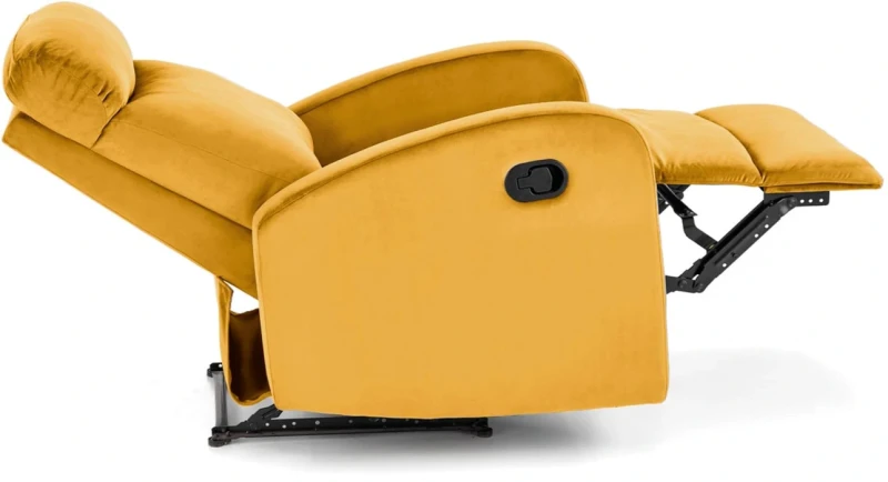 Fotel rozkładany Wonder z funkcją kołyski i podnóżkiem wypoczynkowy do salonu Musztardowy