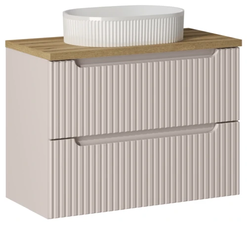 Zestaw mebli łazienkowych NOVA CASHMERE szafka 80 cm 2 szuflady z umywalką BEYOND i blatem dąb 80 cm