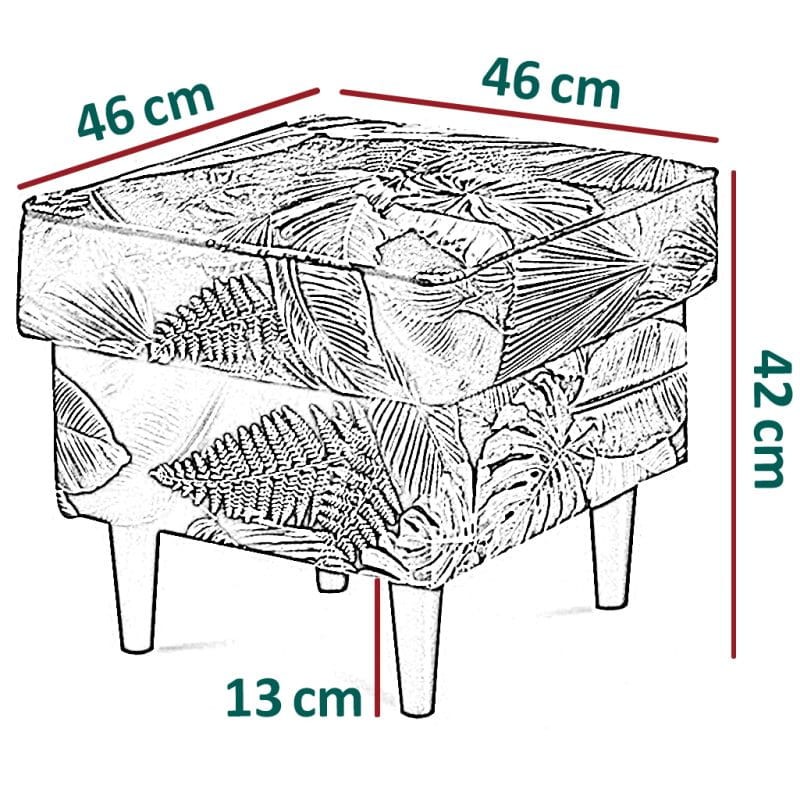 Podnóżek tapicerowany Lily Double w stylu skandynawskim - wymiary