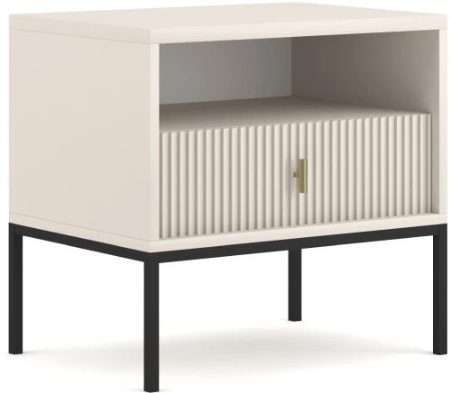 Stolik nocny Maggiore 54 cm z szufladą kaszmirowy / czarne nogi / złoty uchwyt