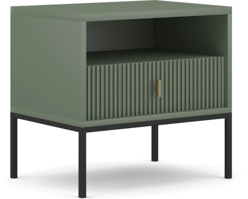 Stolik nocny Maggiore 54 cm z szufladą zielony / czarne nogi / złoty uchwyt