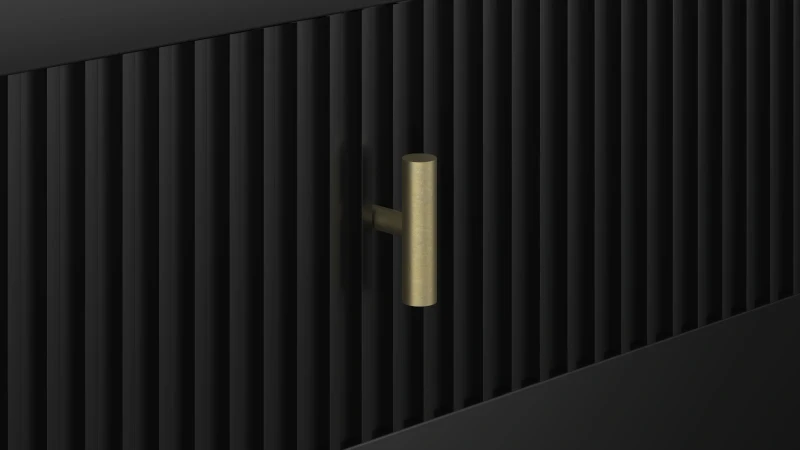 Stolik nocny Maggiore 54 cm z szufladą czarny / złote nogi / złoty uchwyt