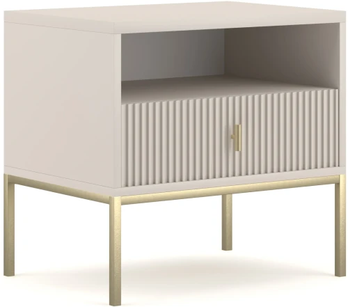 Stolik nocny Maggiore 54 cm z szufladą kaszmirowy / złote nogi / złoty uchwyt