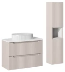 Zestaw mebli łazienkowych NOVA CASHMERE z umywalką BEYOND i białym blatem 80 cm - 5 elementów