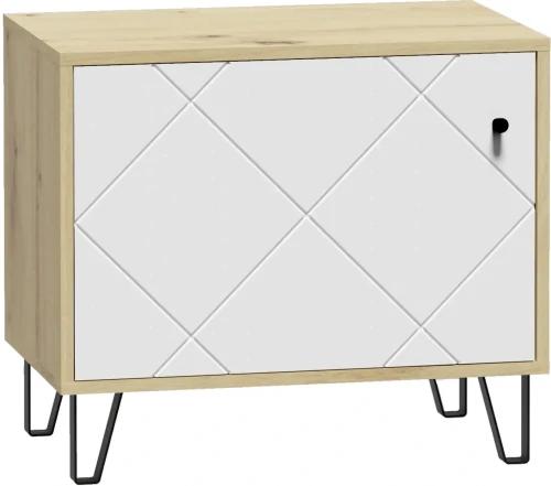 Szafka na buty Bilbao 63 cm ryflowany front dąb artisan/biały mat