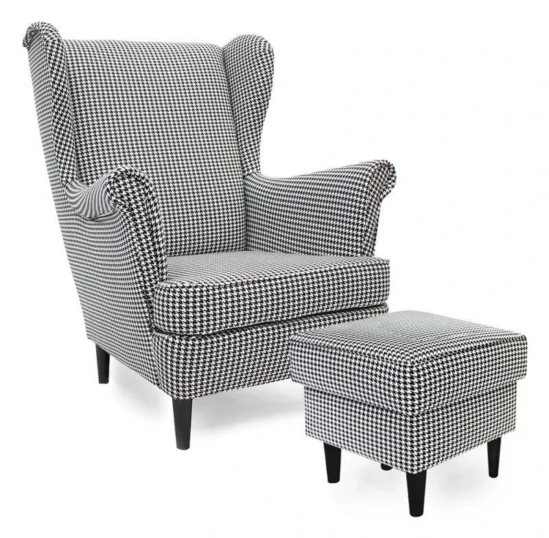 Fotel uszak Lily Printy w stylu skandynawskim