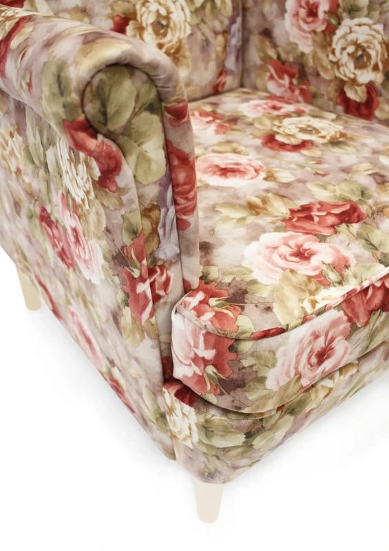 Fotel uszak Lily Kwiaty w stylu skandynawskim