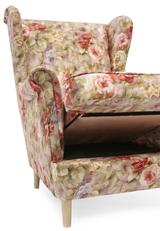 Fotel uszak Lily Kwiaty w stylu skandynawskim