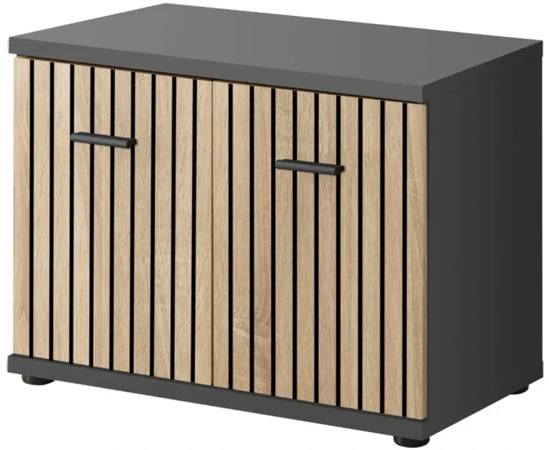 Zestaw mebli do przedpokoju Marco III pięć elementów antracyt/dąb artisan bez poduszki