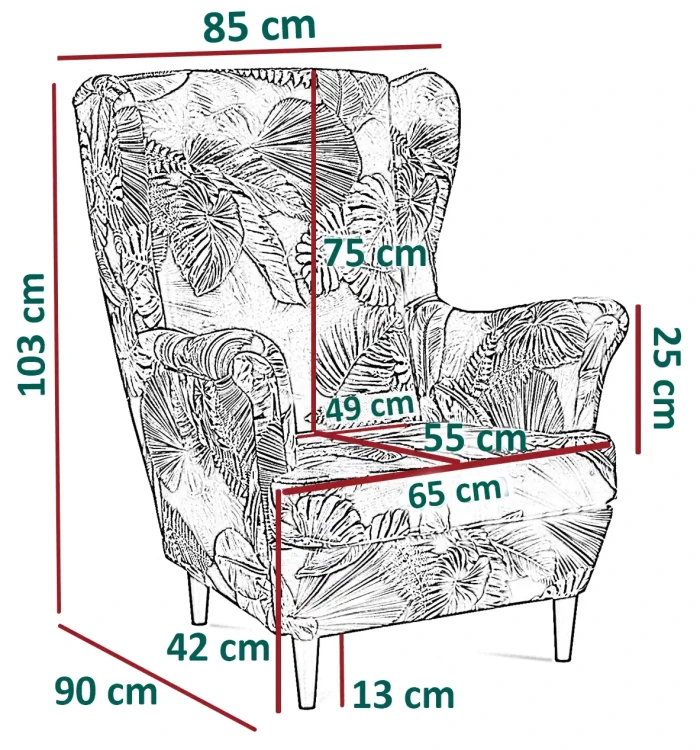 Fotel uszak Lily Double w stylu skandynawskim