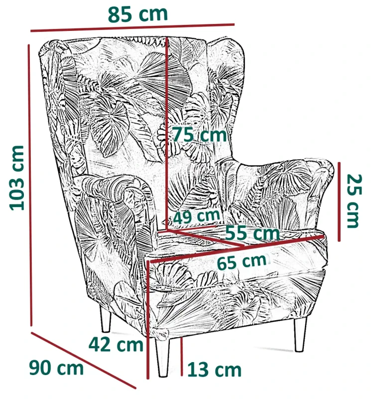 Fotel uszak Lily Double w stylu skandynawskim
