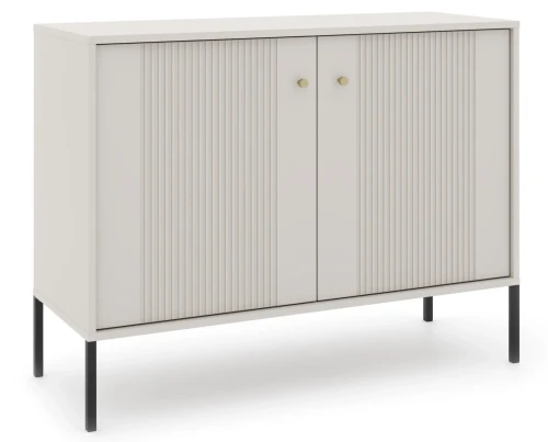 Komoda Iseo 105 cm dwudrzwiowa z frezowanymi frontami kaszmir/czarne nogi