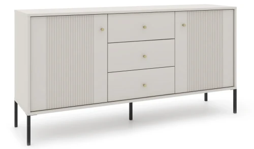 Komoda Iseo 155 cm dwudrzwiowa z 3 szufladami kaszmir/czarne nogi