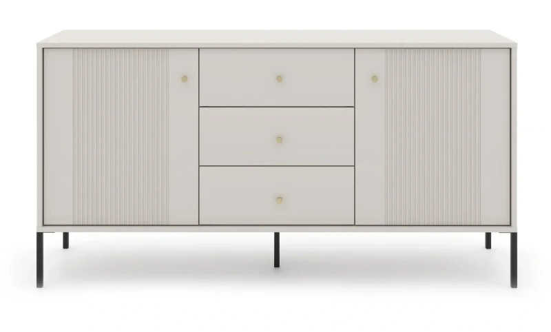 Komoda Iseo 155 cm dwudrzwiowa z 3 szufladami kaszmir/czarne nogi