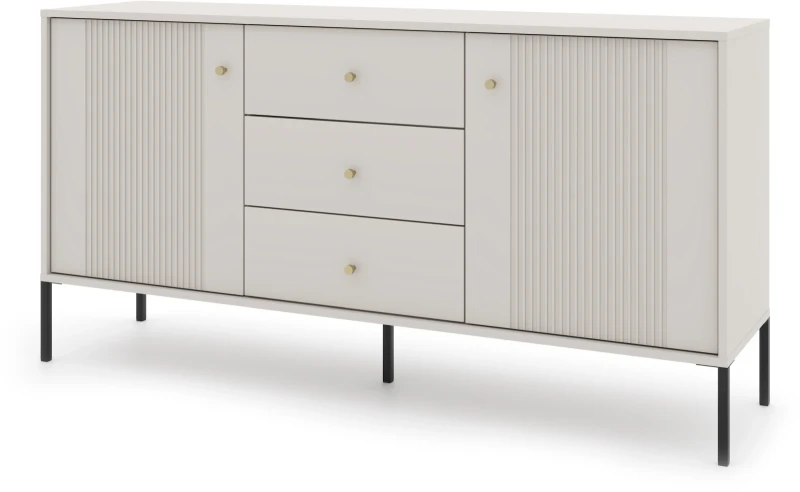 Komoda Iseo 155 cm dwudrzwiowa z 3 szufladami kaszmir/czarne nogi