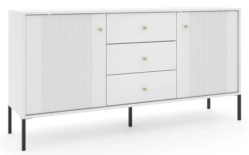 Komoda Iseo 155 cm dwudrzwiowa z 3 szufladami biały/czarne nogi