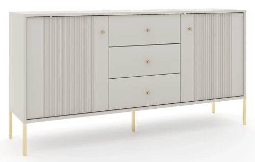 Komoda Iseo 155 cm dwudrzwiowa z 3 szufladami kaszmir/złote nogi