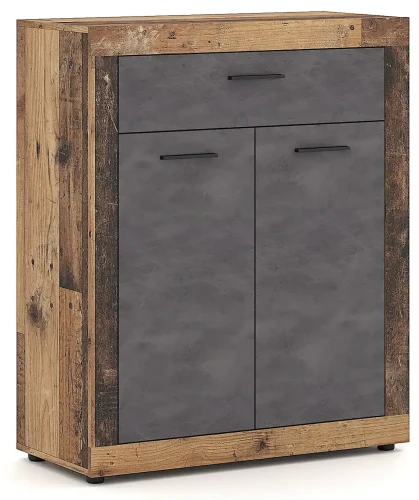 Komoda Luna II 89 cm dwudrzwiowa z szufladą old style ciemny/matera