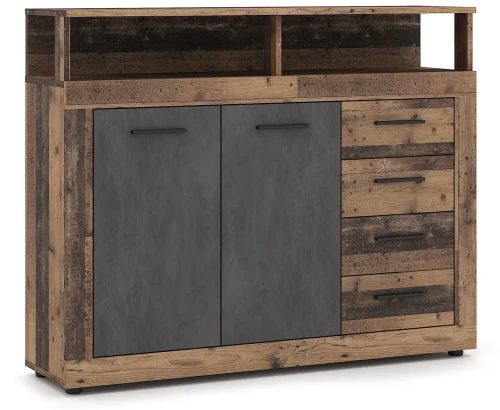 Komoda Luna Midi A 120 cm dwudrzwiowa z 4 szufladami old style ciemny