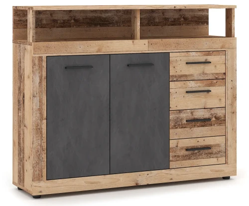 Komoda Luna Midi A 120 cm dwudrzwiowa z 4 szufladami old style jasny