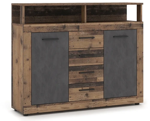Komoda Luna Midi B 120 cm dwudrzwiowa z 4 szufladami old style ciemny