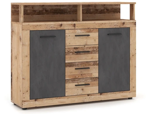 Komoda Luna Midi B 120 cm dwudrzwiowa z 4 szufladami old style jasny