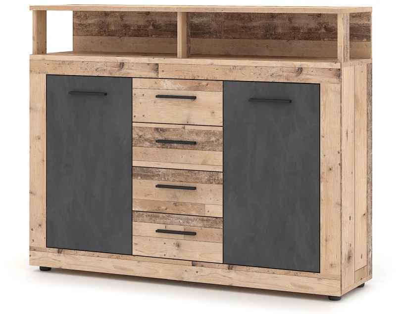 Komoda Luna Midi B 120 cm dwudrzwiowa z 4 szufladami old style jasny