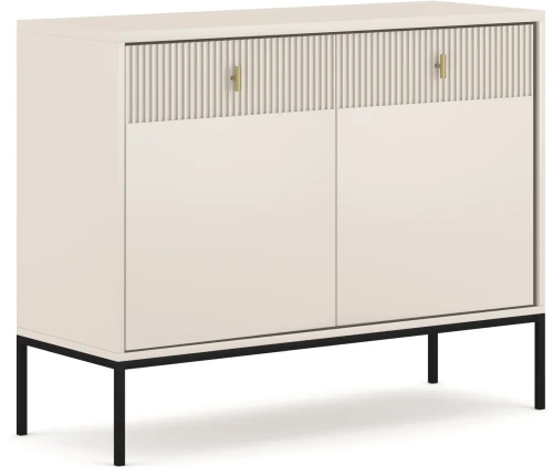 Komoda Maggiore 104 cm dwudrzwiowa z szufladami kaszmir/nogi czarne/uchwyty złote