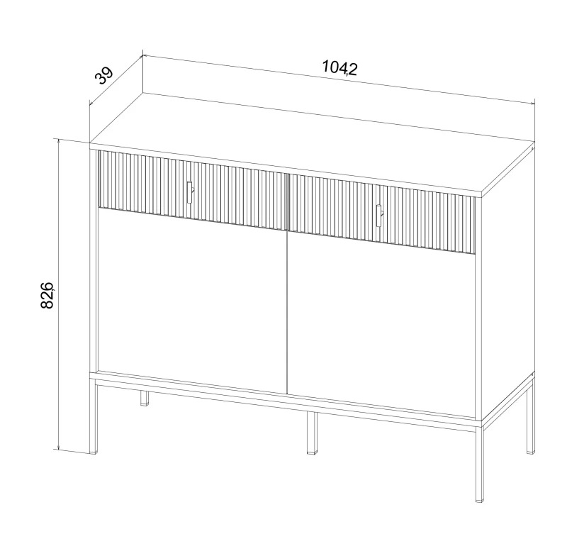 Komoda Maggiore 104 cm dwudrzwiowa z szufladami kaszmir/nogi czarne/uchwyty złote